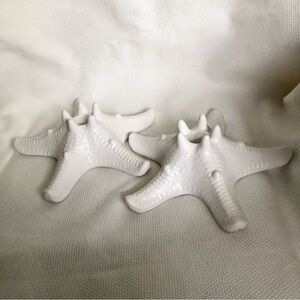Ceramic seastar starfish candle holders cream